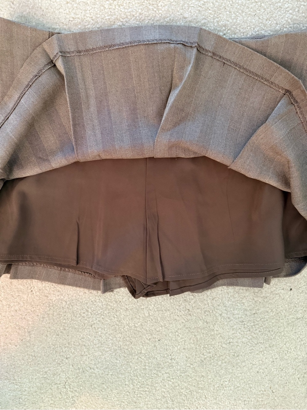 Abercrombie & Fitch Pleated Mini Skort Brown Taupe Herringbone Size M - Picture 4 of 7